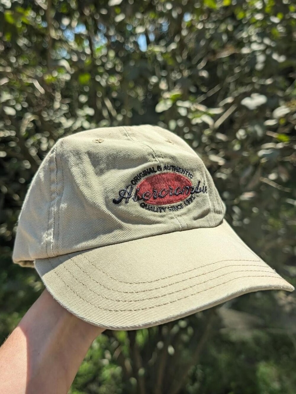 Vintage 90's Abercrombie & Fitch Beige Baseball Hat Cap